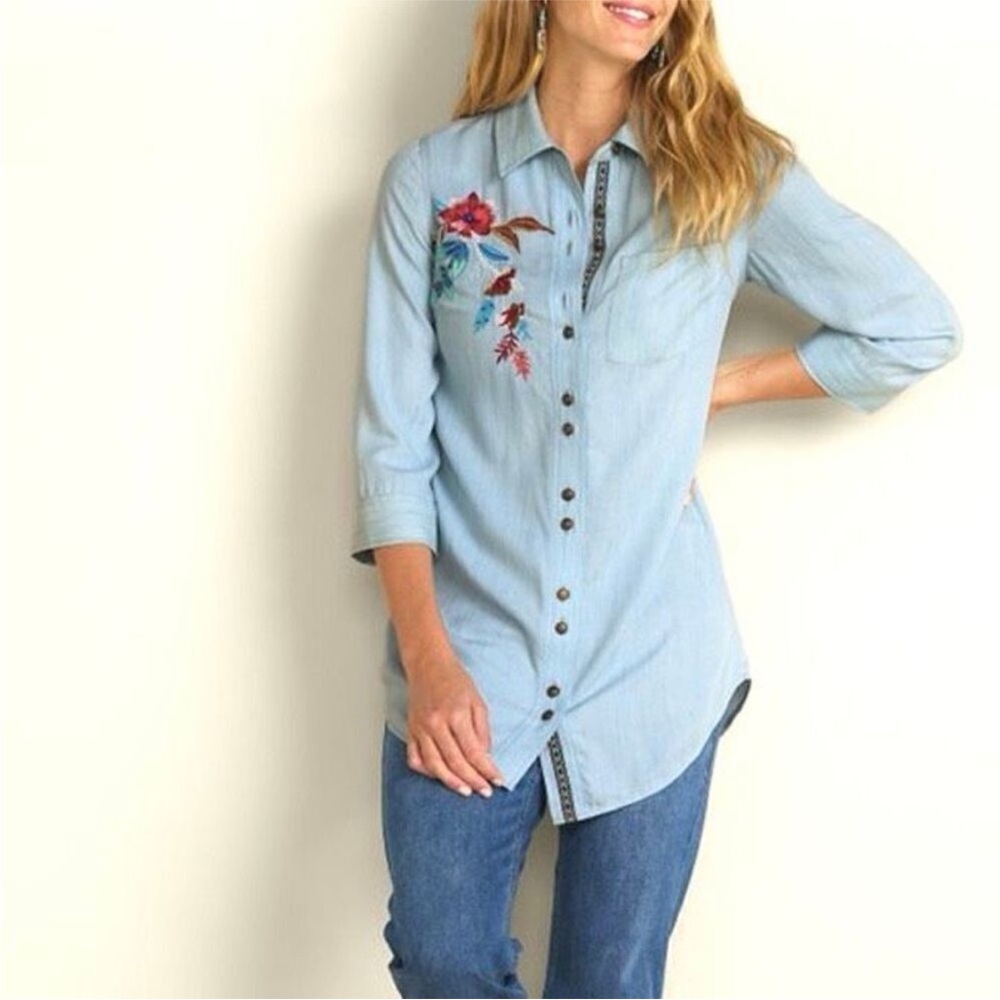 Embroidered Aveline Tencel Tunic Soft Surrounding M